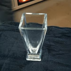 Krosno Poland Rectangular Tapered Heavyweight Clear Crystal Vase Vintage 6x4